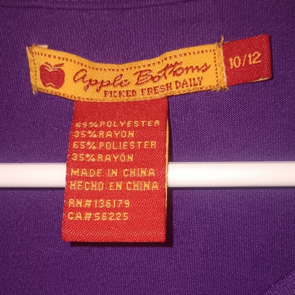 Vintage Y2K Apple Bottoms Girls 10/12 Shirt 3/4 sleeve Gold Accents - Picture 4 of 4